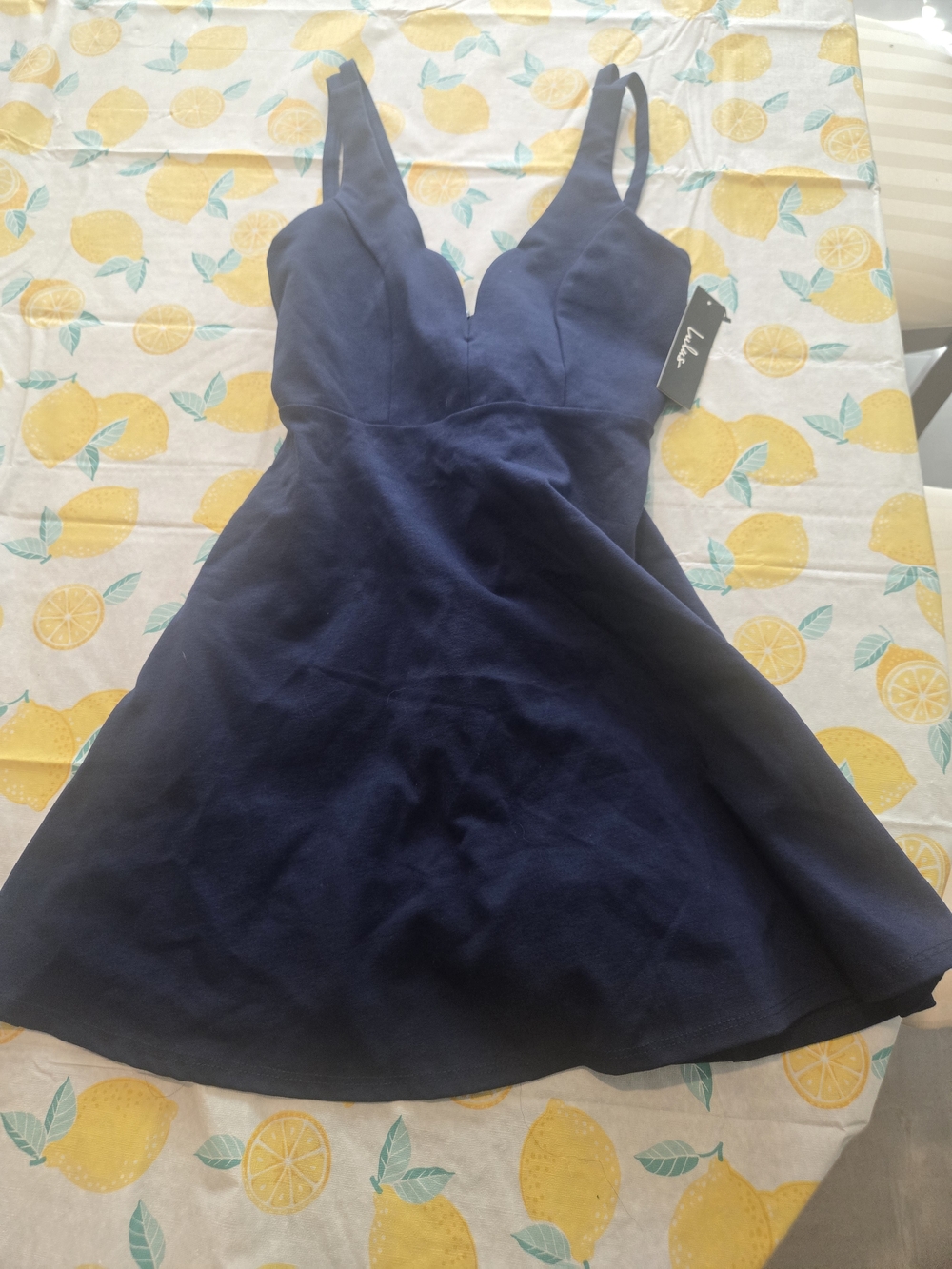 Lulu's Navy V-Neck Fit & Flare Mini Dress